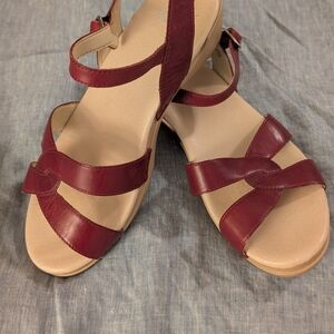 Dansko Karen Red Burnished Calf Sandals Size 38